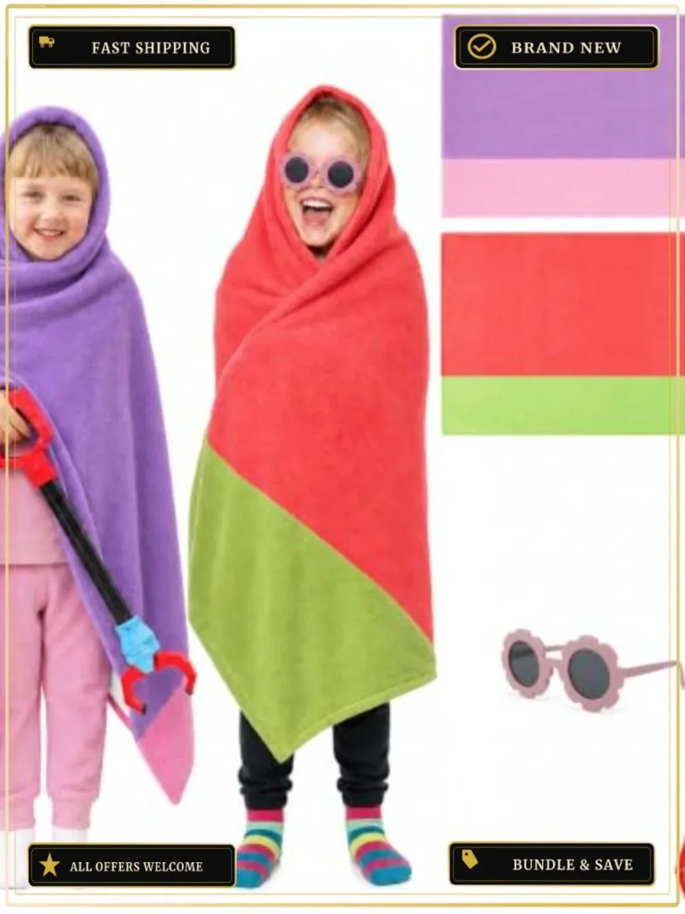 Kids Dog Granny Costume Set 4 Pc Blanket Sunglasses Grabber Pretend Play